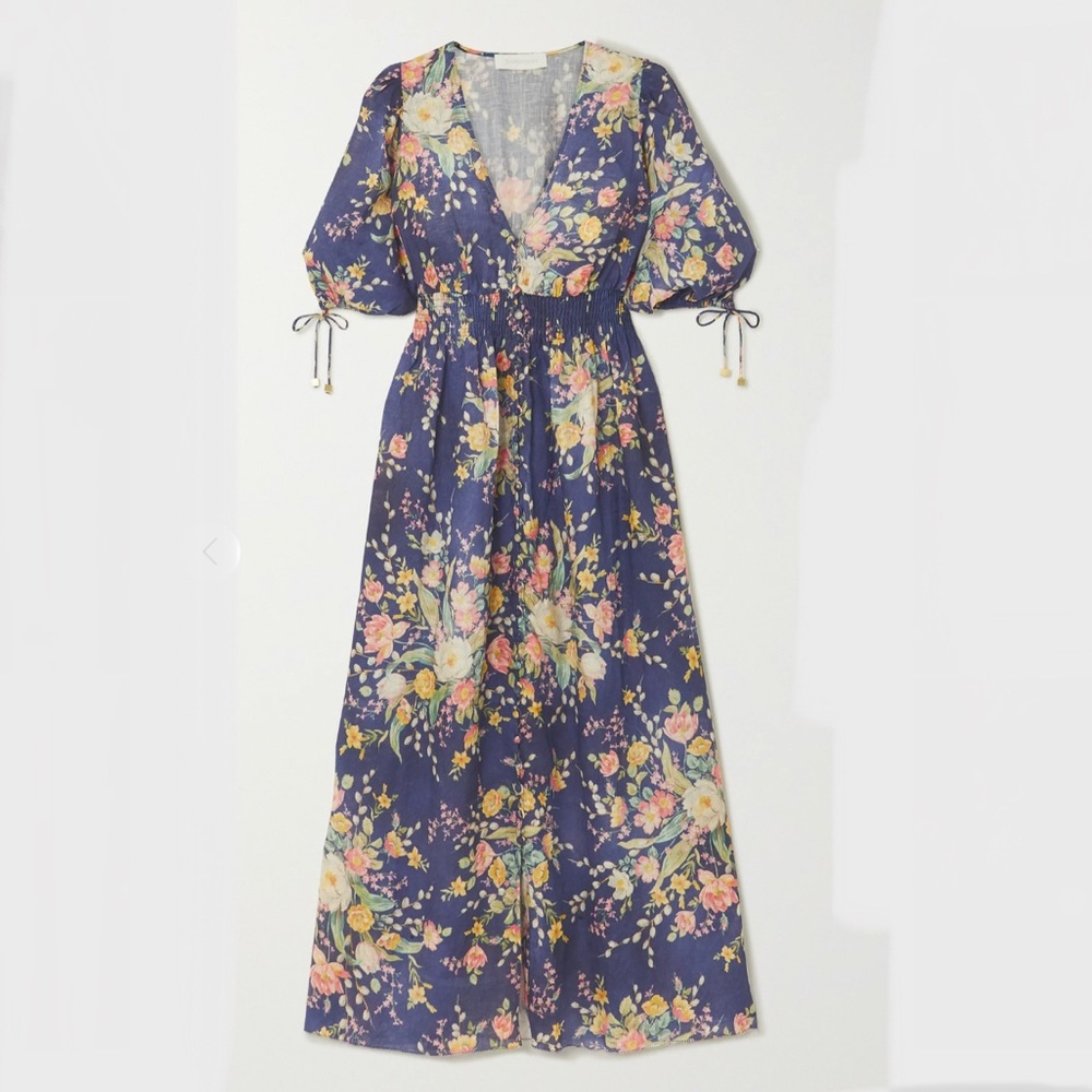 Zimmerman Floral print Linen midi dress.